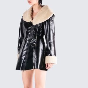 Women's Black and White Shearling Jacket